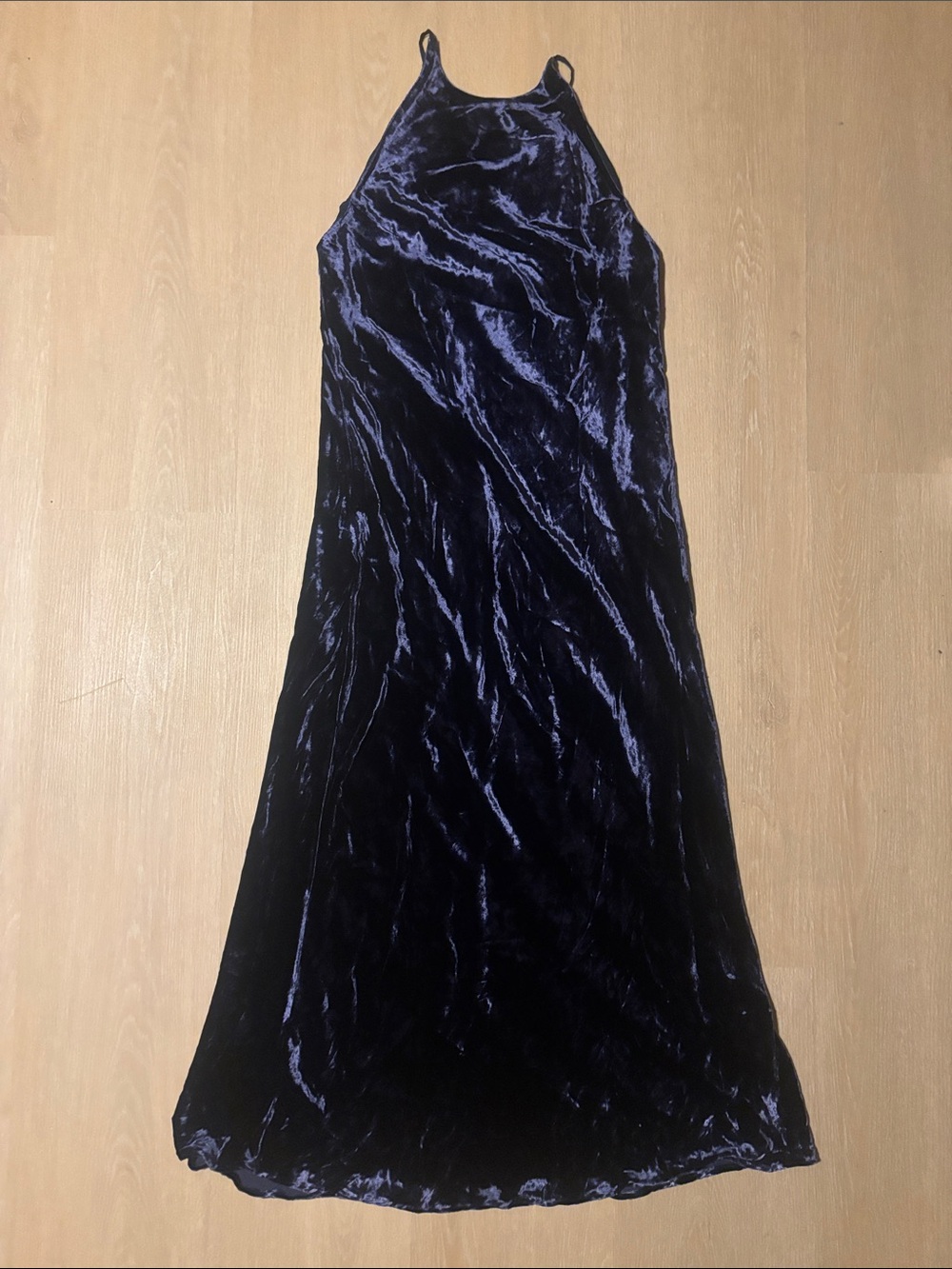 NWT J. Crew Blue Silk Velvet Halter Slip Dress size 12